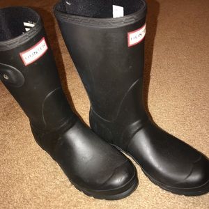 Matte black hunter boots